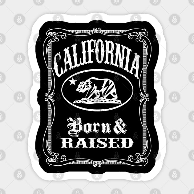 California Born & Raised (distressed vintage look) Sticker by robotface